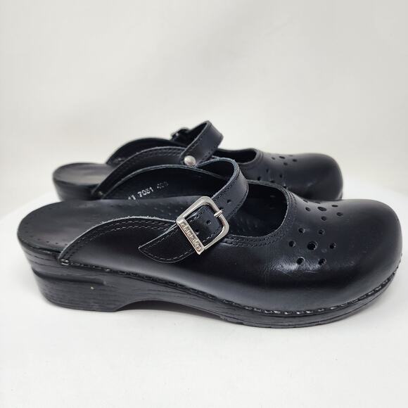 Dansko Merrie Mary Jane Mule Clogs Women EU41/US10.5-11 Black Leather Comfort - Picture 2 of 15